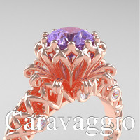 Caravaggio Lace 14K Rose Gold 1.0 Ct Tanzanite Diamond Engagement Ring R634-14KRGDTA