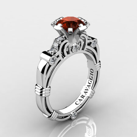 Art-Masters-Caravaggio-14K-White-Gold-1-Carat-Brown-and-White-Diamond-Engagement-Ring-R623-14KWGDBRD