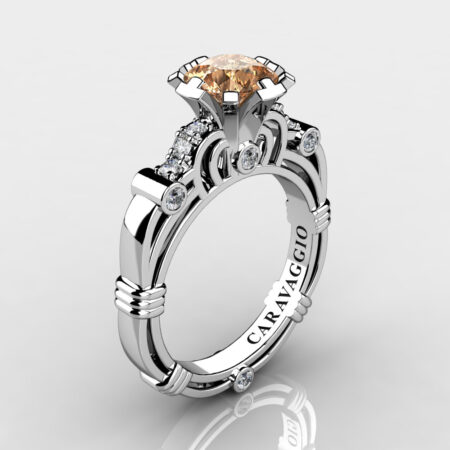 Art-Masters-Caravaggio-14K-White-Gold-1-Carat-Champagne-and-White-Diamond-Engagement-Ring-R623-14KWGDCHD