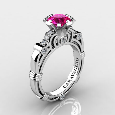 Art-Masters-Caravaggio-14K-White-Gold-1-Carat-Pink-Sapphire-Diamond-Engagement-Ring-R623-14KWGDPS
