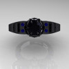 Art-Masters-Winged-Skull-14K-Black-Gold-1-Carat-Black-Diamond-Blue-Sapphire-Engagement-Ring-R613-14KBGBSBD-T