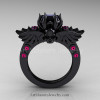 Art-Masters-Winged-Skull-14K-Black-Gold-1-Carat-Black-Diamond-Pink-Sapphire-Engagement-Ring-R613-14KBGPSBD-F