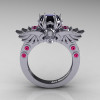 Art-Masters-Winged-Skull-14K-White-Gold-1-Carat-Black-Diamond-Pink-Sapphire-Engagement-Ring-R613-14KWGPSBD-F