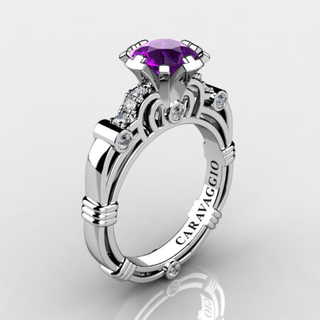 Caravaggio-Jewelry-14K-White-Gold-1-Carat-Amethyst-Diamond-Engagement-Ring-R623-14KWGDAM-P