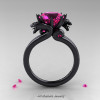 Scandinavian 14K Black Gold 3.0 Ct Pink Sapphire Dragon Engagement Ring R601-14KBGPS