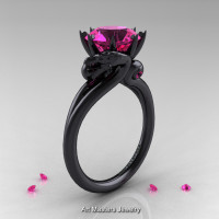 Scandinavian 14K Black Gold 3.0 Ct Pink Sapphire Dragon Engagement Ring R601-14KBGPS