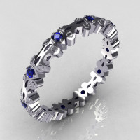 Modern 14K White Gold Blue Sapphire Eternity Designer Ring Y244-14KWGBS-1