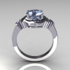 Modern Classic 14K White Gold 1.75 Carat Oval Blue Topaz Wedding Ring R73-14KWGBT-2