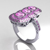 Modern Edwardian 950 Platinum 1.5 CTW Round Three Stone Lilac Amethyst Engagement Ring R75-PLATLA-1