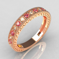 Lovables Luxury Collection 18K Rose Gold .27 ctw Diamond .24 ctw Rose Topaz Stackable Ring RB72-18KRGDRT-1