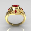 Greco Roman Classic 10K Yellow Gold Marquise Red Rubies Designer Engagement Ring Y234-10KYGRR-2