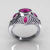 Greco Roman Classic 18K White Gold Marquise Pink Sapphire Designer Engagement Ring Y234-18KWGPS-2