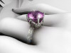 Classic 14K White Gold 3.5 Carat Lilac Amethyst Pave Diamond Solitaire Wedding Ring R301-14KWGDLA-2