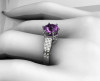 Modern Antique 18K White Gold 1.25 Carat Round Lilac Amethyst Pave 0.20 ctw Diamond Solitaire Wedding Ring Y233-18KWGDLA-2