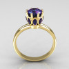 Modern Antique 18K Yellow Gold 0.40 CT Marquise and 1.0 CT Round Alexandrite Solitaire Ring R90-18KYGAL-2