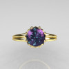 Modern Antique 18K Yellow Gold 0.40 CT Marquise and 1.0 CT Round Alexandrite Solitaire Ring R90-18KYGAL-3
