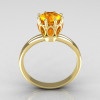 Classic 10K Yellow Gold Marquise and Round Yellow Sapphire Stone Solitaire Ring R90-10KWGYS-2