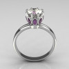 Classic 10K White Gold Marquise Lilac Amethyst 1.0 CT Round Zirconia Solitaire Ring R90-10KWGCZLA-2