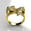 Classic Style 10 Karat Yellow Gold Pave Diamond Ribbon Ring R92-10KYGD-2