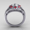 Modern Edwardian 950 Platinum 1.0 Carat Round Zirconia Pave Diamond Garnet Ring Y258-PLATCZDRR-2