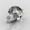 Classic 950 Platinum 0.50 Carat Round SI-2 G-I Diamond Blue Topaz Engagement Ring R70-PLATGDBT-2