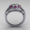 Modern Edwardian 950 Platinum 1.0 Carat Round Diamond Pink Sapphire Ring Y258-PLATDPS-3