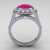 Classic Legacy 14K White Gold 2.0 Carat Cushion Cut Pink Sapphire Diamond Engagement Ring R60-14KWGDPS-2