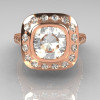 Classic Legacy Style 18K Pink Gold 2.0 Carat Cushion Cut CZ Accent Diamond Engagement Ring R60-18KPGDCZ-3