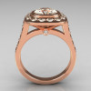 Classic Legacy Style 18K Pink Gold 2.0 Carat Cushion Cut CZ Accent Diamond Engagement Ring R60-18KPGDCZ-2