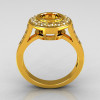 Classic Brilliant Style 22K Yellow Gold 1.0 Carat Round Semi Mount Accent Diamond Bead-Set Border Engagement Ring R42-22KYGDSEMI-2