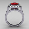 Classic Legacy Style 10K White Gold 2.0 Carat Cushion Cut Ruby Accent Diamond Engagement Ring R60-10KWGDR-2
