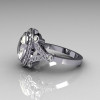 Modern Victorian 18K White Gold .58 ctw Diamond 2.0CT Oval Zirconia Bridal Ring R58-18KWGDCZ-4