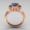 Modern Italian 14K Pink Gold 1.0 Carat Princess Blue Topaz Solitaire Ring R99-14KPGBT-2