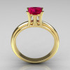 Modern Italian 18K Yellow Gold 1.0 Carat Princess Cut Pink Sapphire Solitaire Ring R98-18KYGPS-2