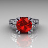 Modern Vintage 10K White Gold 3.0 Carat Red Ruby Diamond Solitaire Ring R102-10KWGDRR-2