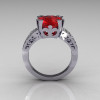 Modern Vintage 10K White Gold 3.0 Carat Red Ruby Diamond Solitaire Ring R102-10KWGDRR-3