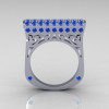 Modern Persian 14K White Gold 0.73 CTW Blue Diamond Designer Ring R103-14KWGBD-2
