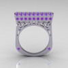 Modern Persian 10K White Gold 0.73 CTW Light Amethist Designer Ring R103-10KWGLA-2