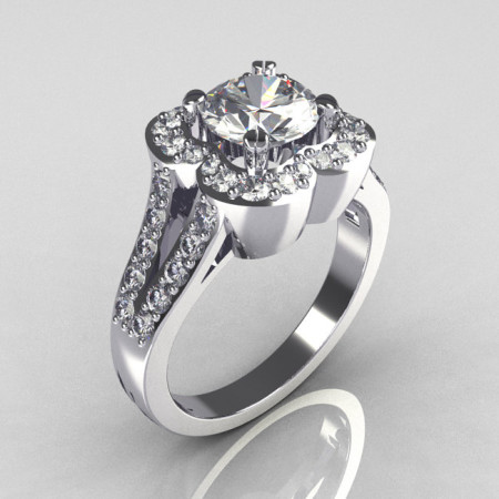 2011 Classic Trend 18K White Gold 1.0 Carat CZ Diamond Celebrity Fashion Engagement Ring R104-18KWGDCZ-1