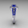Classic 2011 Trend 14K White Gold 1.0 Carat Blue and White Diamond Celebrity Fashion Engagement Ring R104-14KWGDBD-4