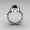 Classic 950 Platinum 1.0 Carat Black and White Diamond Celebrity Fashion Engagement Ring R104-PLATDBL-3