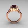 Classic 2011 Trend 18K Pink Gold 1.0 Carat Amethyst Diamond Celebrity Fashion Engagement Ring R104-18KPGDAM-2