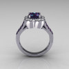 Classic 10K White Gold 2.0 Carat Alexandrite Diamond Celebrity Fashion Engagement Ring R104-10KWGD2AL-3