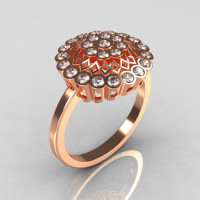 Classic 10K Pink Gold 0.50 CTW Diamond Cluster Bridal Ring R107-10KPGD-1