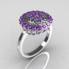 Classic 10K White Gold Lilac Amethyst Cluster Bridal Ring R107-10KWGLA-3