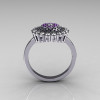 Classic 18K White Gold Diamond Lilac Amethyst Cluster Bridal Ring R107-18KWGDLA-3