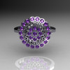 Classic 10K White Gold Lilac Amethyst Cluster Bridal Ring R107-10KWGLA-2