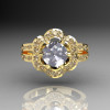 Classic 18K Yellow Gold 1.0 Carat CZ Diamond 2011 Trend Engagement Ring R108-18KYGDCZ-2