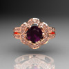 Classic 18K Pink Gold 1.0 Carat Amethyst Diamond 2011 Trend Engagement Ring R108-18KPGDAM-2