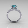 Ultra Modern 950 Platinum 1.0 Carat Round Aquamarine Solitaire Ring R111-PLATAQ-2